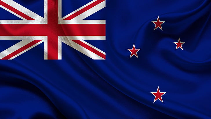 blue and red star print jersey, New Zealand, flag, star shape, HD wallpaper