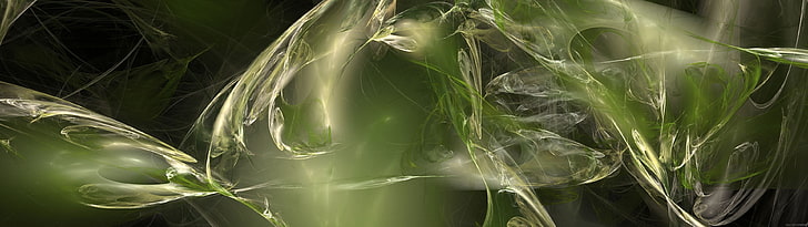 green and white smoke digital wallpaper, multiple display, abstract