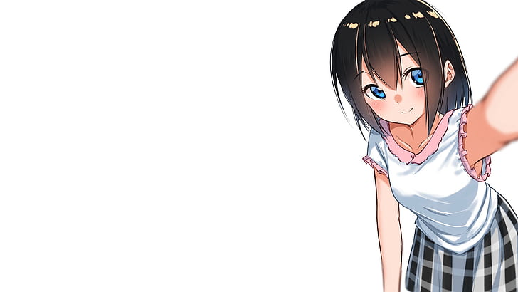 anime, manga, anime girls, simple background, minimalism, blue eyes, HD wallpaper