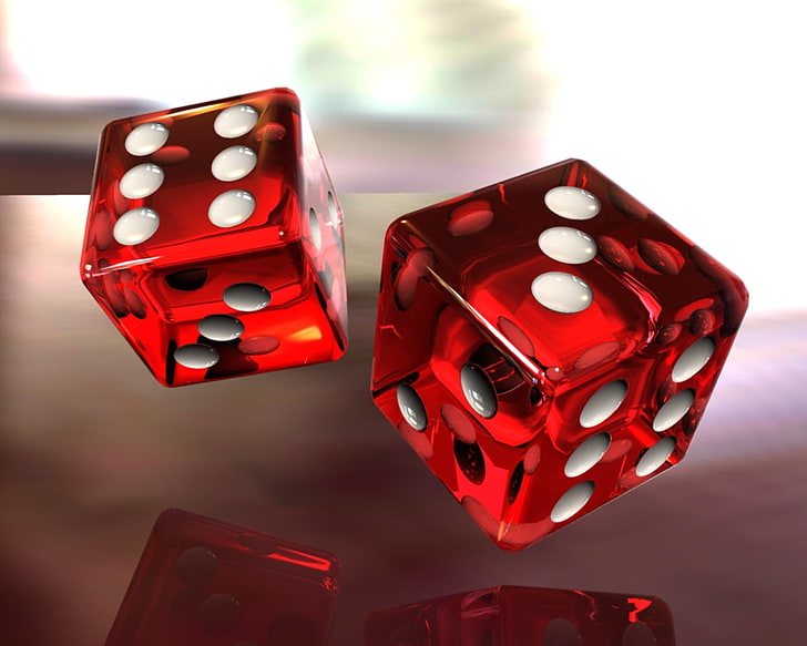 two red dices, game, white, glass, gambling, leisure Games, chance, HD wallpaper