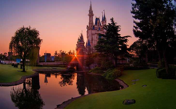 Tokyo Disneyland of the Rising Sun, white concrete castle, Asia, HD wallpaper