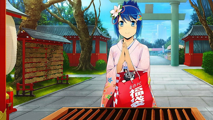 HD wallpaper: anime, blue, cats, clothes, girls, hair, japanese, madobe,  microsoft | Wallpaper Flare