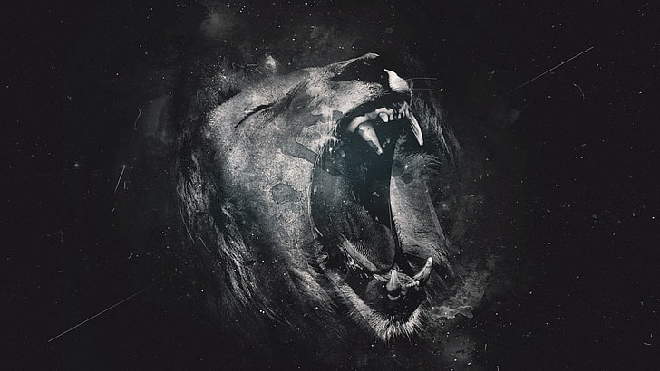lion illustration, digital art, animals, artwork, one animal, HD wallpaper