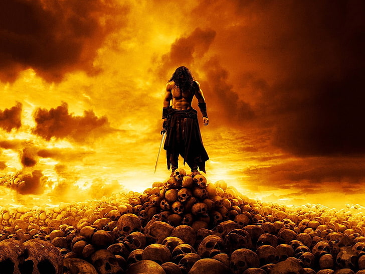 skull, Conan the Barbarian, movies, cloud - sky, one person