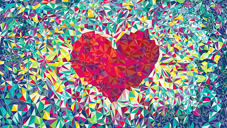 abstract, lowpoly, heart, love, low poly, romantic
