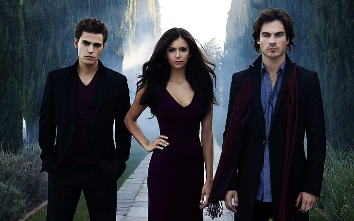 HD wallpaper: The Vampire Diaries Poster, men's black suit blazer, damon,  elena | Wallpaper Flare