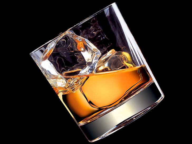 whisky, black background, studio shot, close-up, transparent
