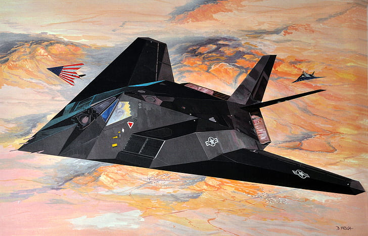 USAF, subsonic tactical, F-117 Nighthawk, stealth attack fighter, HD wallpaper