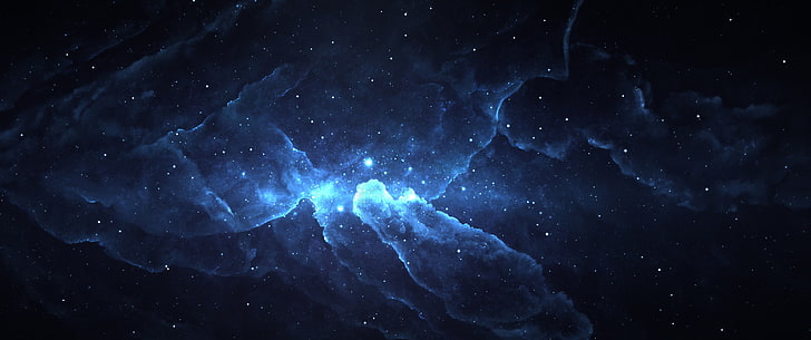 blue nebula, space, stars, digital art, space art, star - space