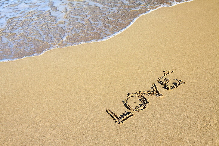 white and black floral textile, beach, coast, love, romance, romantic, HD wallpaper