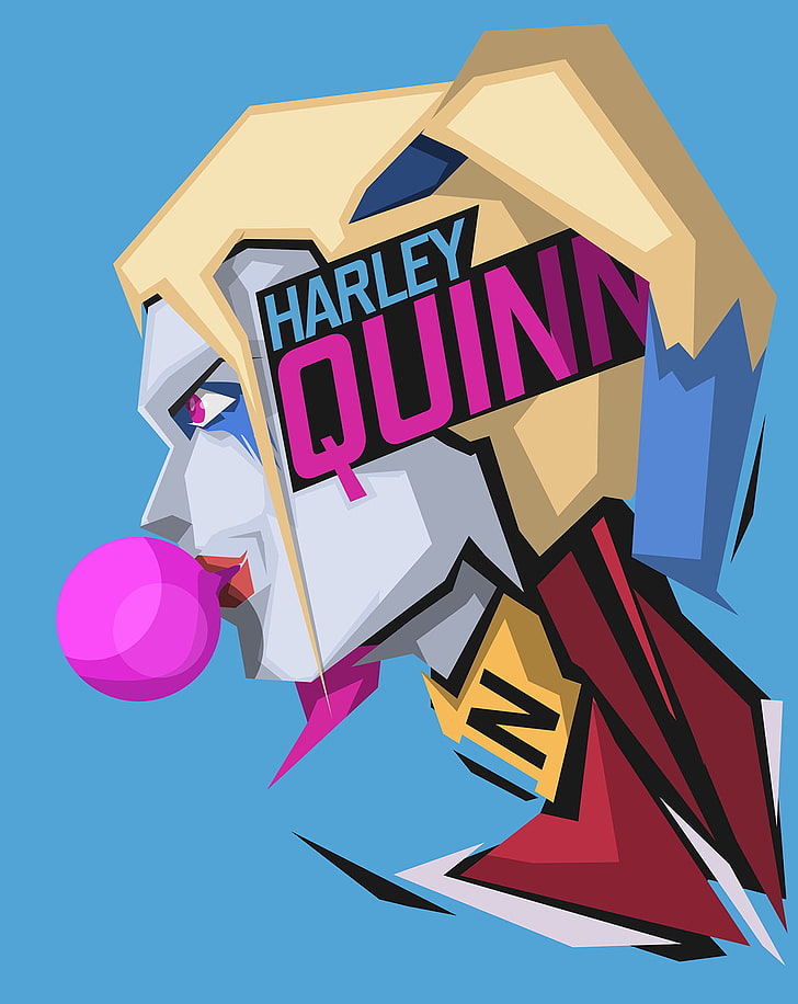Harley Quinn digital wallpaper, DC Comics, blue, blue background, HD wallpaper
