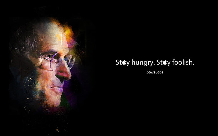 celebrity, Foolish, Hungry, Jobs, Steve, text, one person, portrait, HD wallpaper