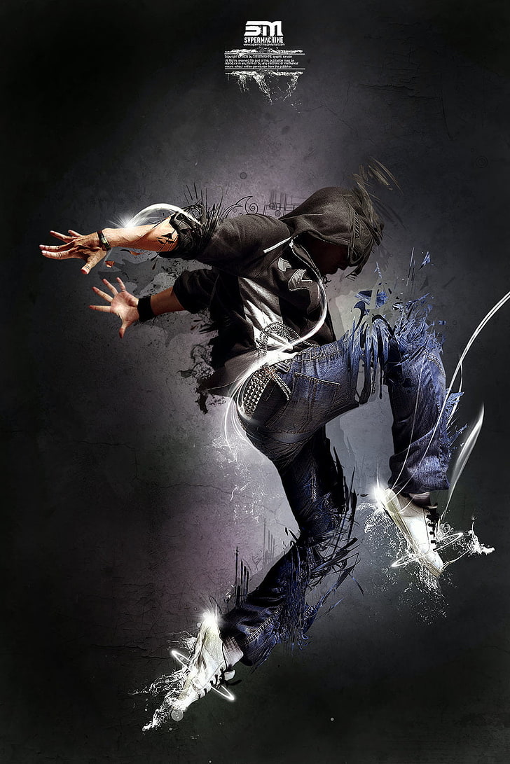 men's black shirt and jeans poster, artwork, dancer, digital art
