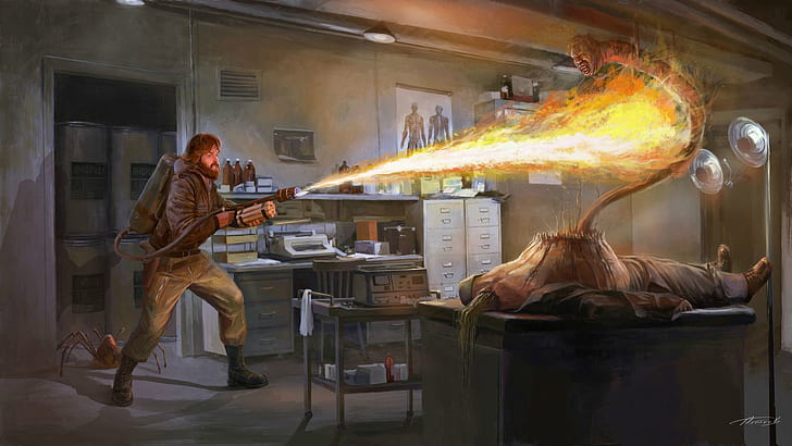 Movie, The Thing (1982), Flamethrower, Horror, HD wallpaper