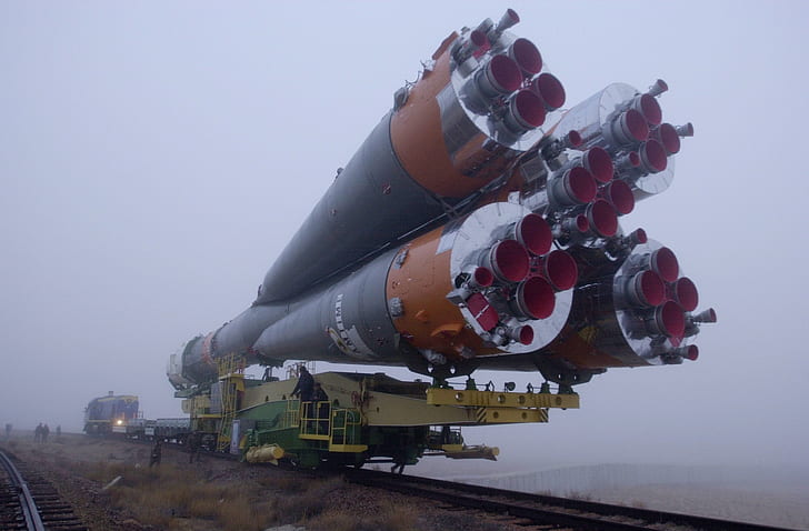 rocket, Soyuz, train, transport, vehicle, HD wallpaper