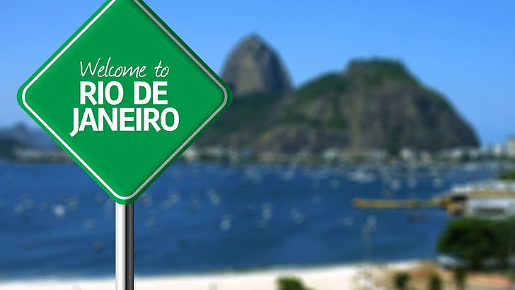 Rio De Janeiro signage, signs, blurred, water, communication, HD wallpaper