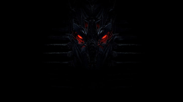 Transformer Megatron illustration, red eyes, black, dark, black background