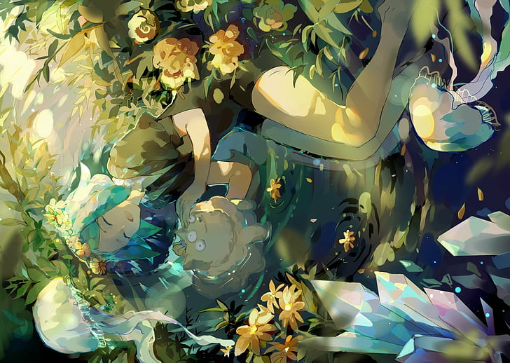 Anime, Houseki no Kuni, Phosphophyllite (Houseki no Kuni), flower, HD wallpaper