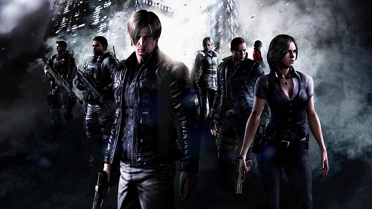 Resident Evil wallpaper, weapons, smoke, team, Jake, fighters, HD wallpaper