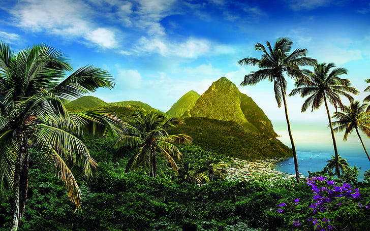 Beautiful Places Islands St Lucia, Caribbean Desktop Hd Wallpaper 5200×3250