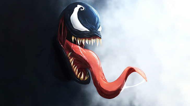 Marvel Comics, Venom, tongues, tongue out, fangs, artwork, Spider-Man