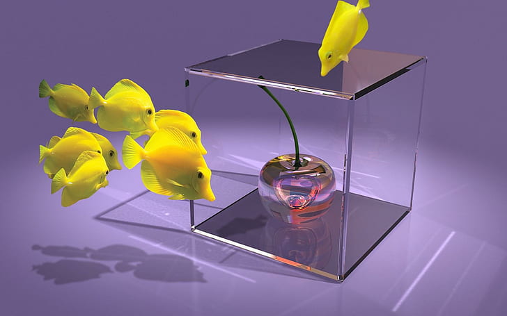 Fish Cube Cherry 3d Image Download, fishes