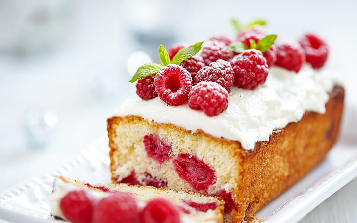 Cupcake, cream, raspberries, berries, dessert, food, HD wallpaper