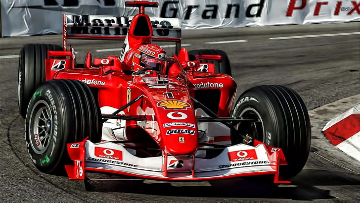red Formula 1 racing car, Ferrari F1, Michael Schumacher, Monaco, HD wallpaper