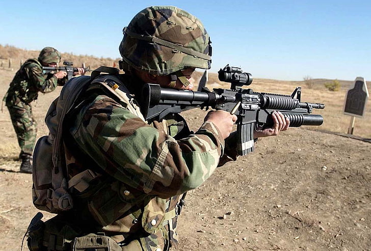 Afghan National Army Soldiers In Tra, black assault rifle, War & Army