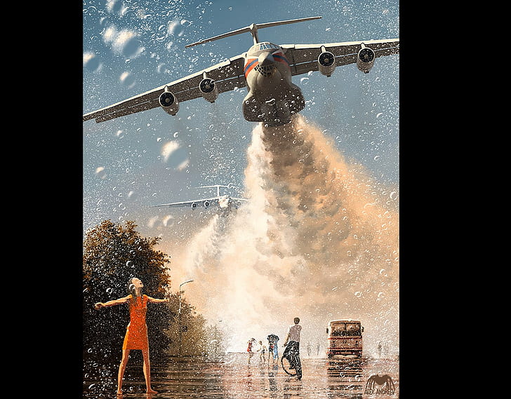 HD wallpaper: airplane, happy, rain, russia, street, water | Wallpaper Flare