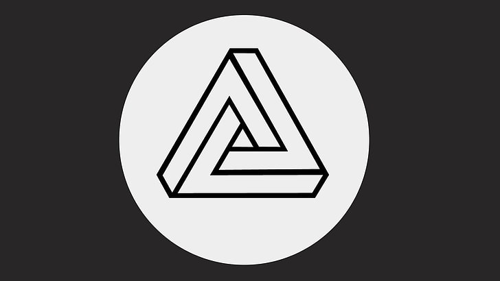 triangle shaped logo screenshot, Penrose triangle, minimalism, HD wallpaper