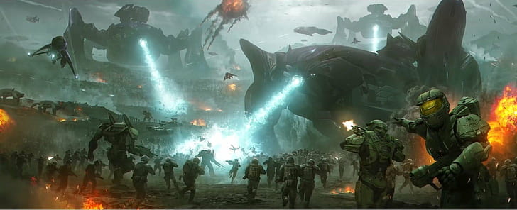 spartans halo halo wars 2, group of people, crowd, arts culture and entertainment, HD wallpaper
