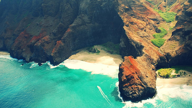 Summer in Hawaii, Kauai HD, beaches, cliff, coast, landscapes, HD wallpaper
