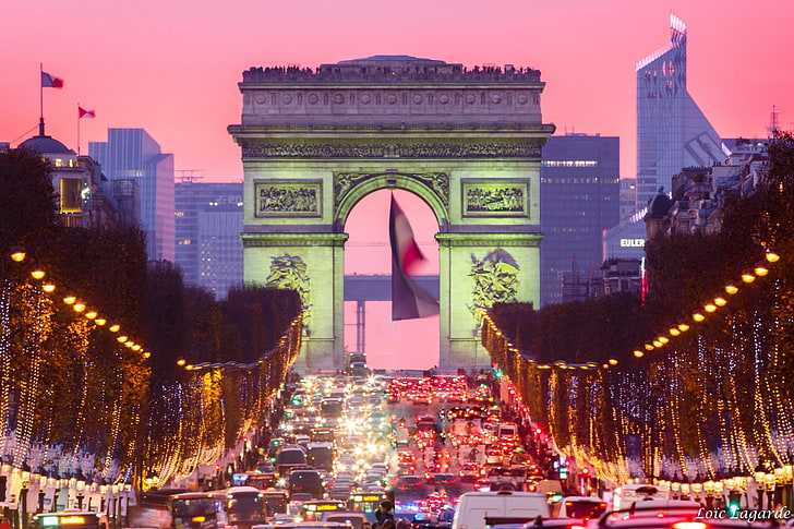 Monuments, Arc De Triomphe, Champs-Élysées, Light, Night, HD wallpaper