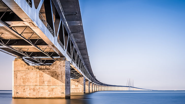 gray steel bridge, Oresund Bridge, architecture, built structure, HD wallpaper