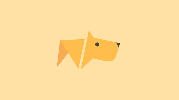 brown dog illustration, minimalism, yellow, copy space, paper, HD wallpaper