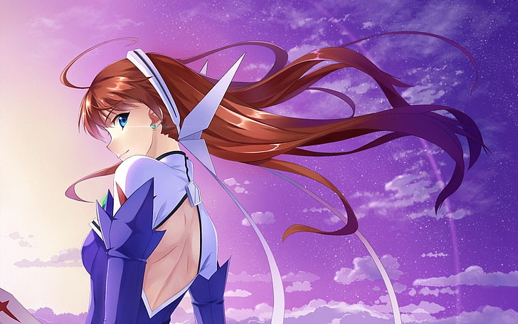 girl sky sun wind eyes-HD Desktop Wallpaper, red haired woman anime character