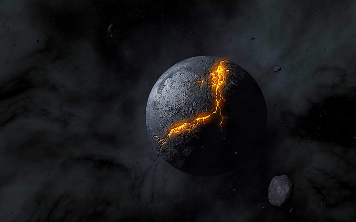 crashed planet wallpaper, space, astronomy, planet - Space, moon, HD wallpaper