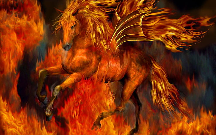 fire horses 1440x900  Animals Horses HD Art, HD wallpaper