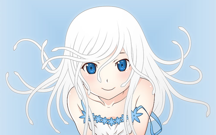 white-haired female anime character, Monogatari Series, Sengoku Nadeko