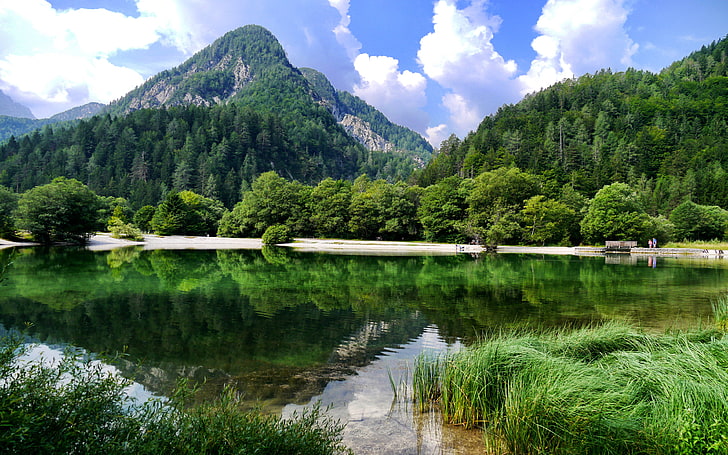 Lake Jasna Kranjska Gora Slovenia Mountains Forests Nature Landscape Photography Wallpaper Hd For Desktop Pc Tablet 3840×2400, HD wallpaper
