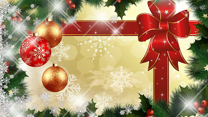 Bright For The Holidays, decorations, firefox persona, ribbon, HD wallpaper