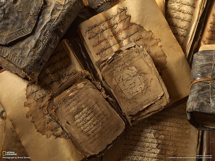 Islam, ancient, National Geographic, paper, books, Arabic, HD wallpaper