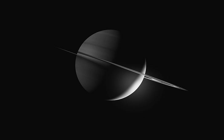 Saturn, black, dark, space, dark background, HD wallpaper