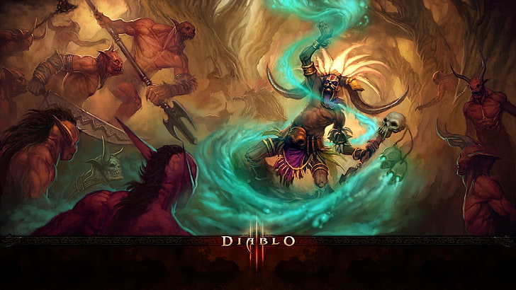 Diablo III game wallpaper, video games, witch doctor, multi colored