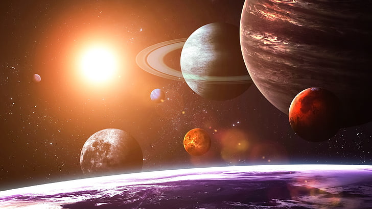 formation of planets illustration, space, Solar System, space art