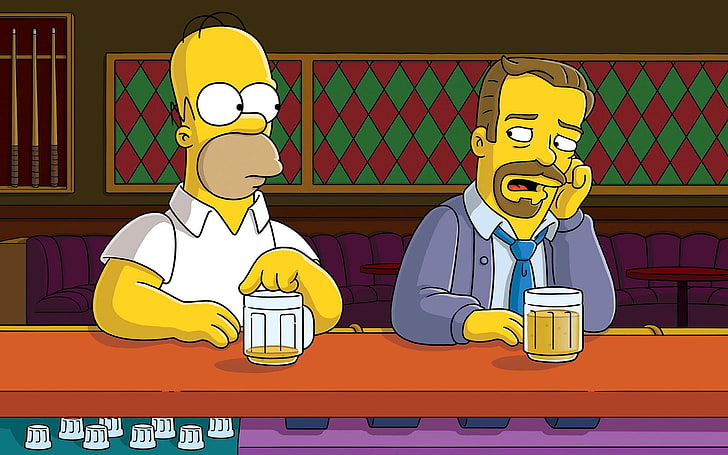 untitled, The Simpsons, Homer Simpson, Ricky Gervais, beer, bar, HD wallpaper
