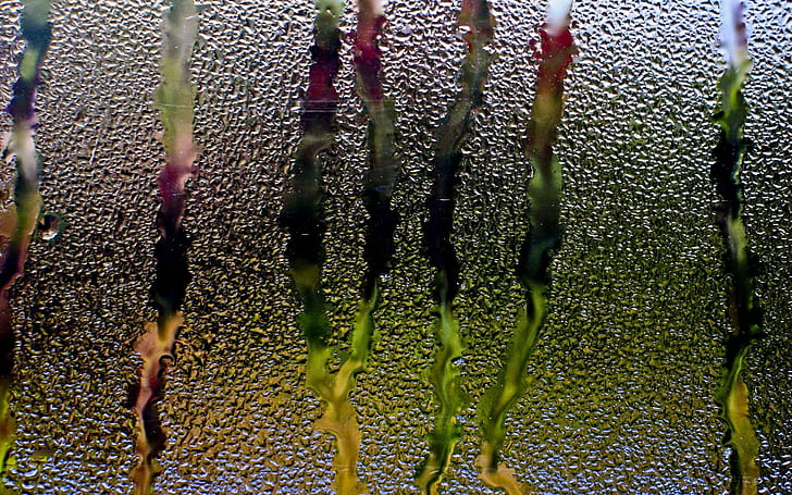 Rain Glass Window Water Drops Streams HD Background