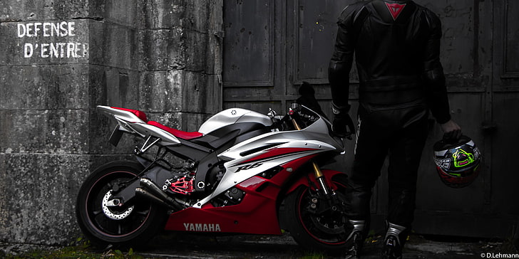 yamaha r6, bikes, hd, real people, mode of transportation, one person