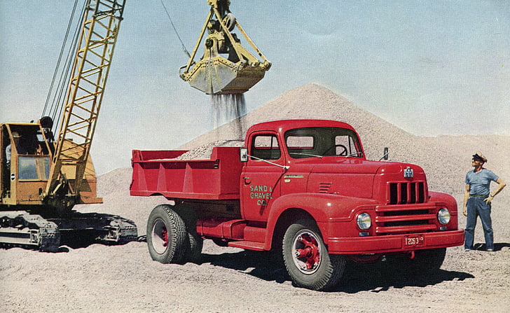 1953, construction, dump, international, loadstar, r-194, retro, HD wallpaper
